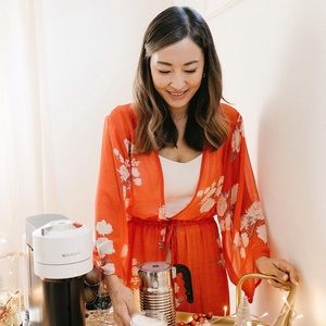 Stunning red floral If By Sea kimono/ robe